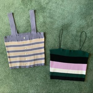 SET OF 2 Ribbed Knit Crop Tops